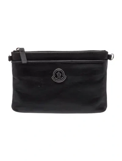 Pre-owned Moncler Leather Belt Bag In Black