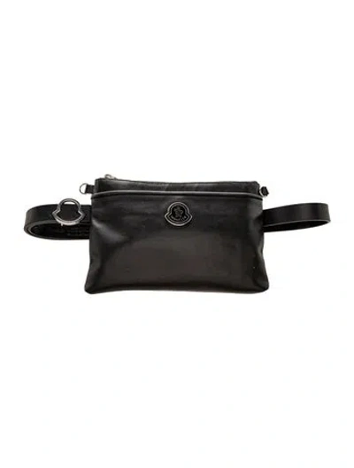 Pre-owned Moncler Leather Belt Bag In Black