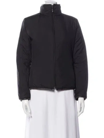 Pre-owned Moncler Leather Bomber Jacket In Black