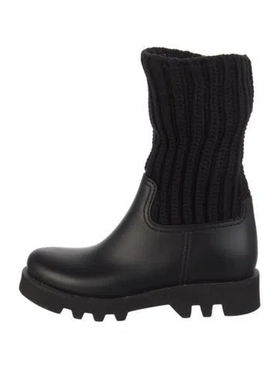 Pre-owned Moncler Leather Boots In Black