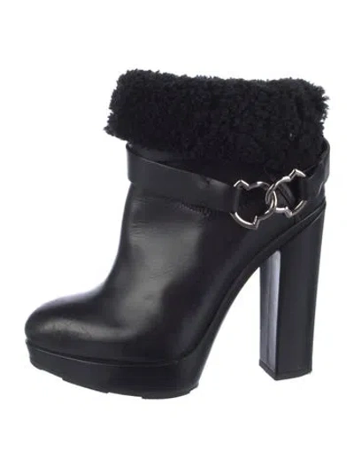 Pre-owned Moncler Leather Boots In Black