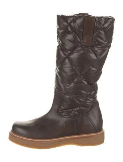 Pre-owned Moncler Leather Boots In Black