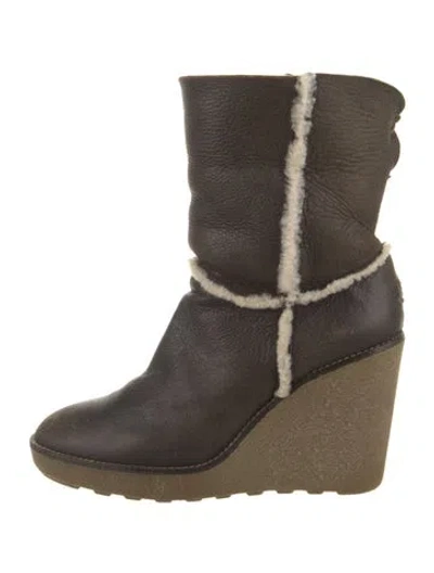 Pre-owned Moncler Leather Boots In Brown