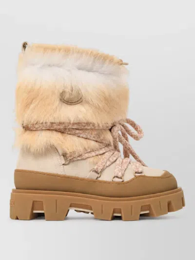 Moncler Leather Boots In Brown