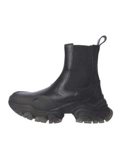 Pre-owned Moncler Leather Chelsea Boots In Black