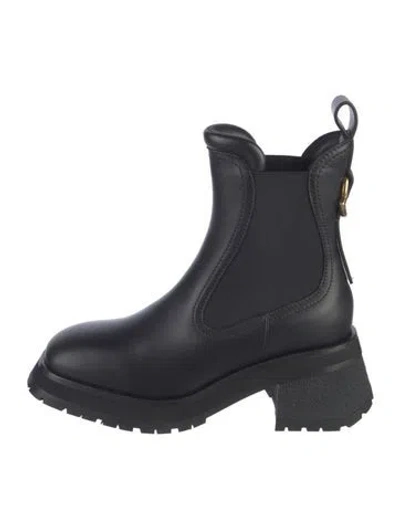 Pre-owned Moncler Leather Chelsea Boots W/ Tags In Black