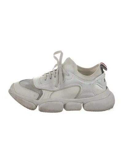 Pre-owned Moncler Leather Chunky Sneakers In Black