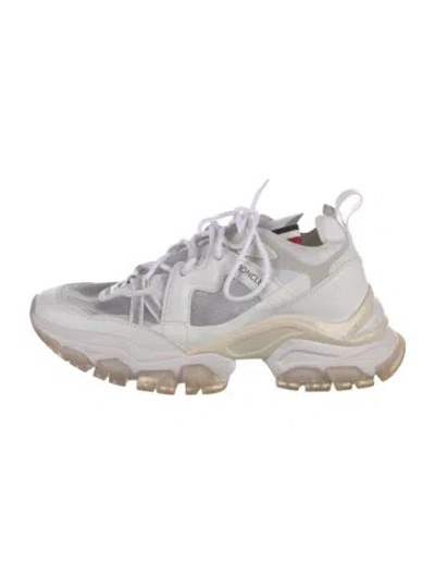 Pre-owned Moncler Leather Chunky Sneakers In White