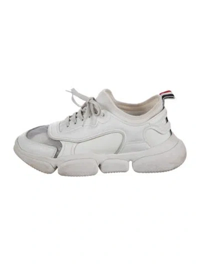 Pre-owned Moncler Leather Chunky Sneakers In White