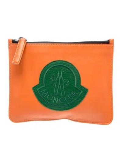 Pre-owned Moncler Leather Clutch In Orange