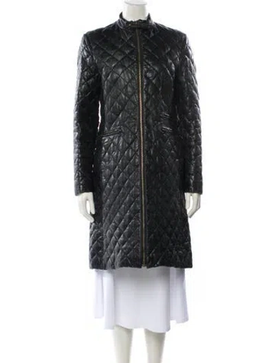 Pre-owned Moncler Leather Coat In Black