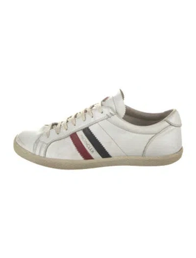 Pre-owned Moncler Leather Colorblock Pattern Athletic Sneakers In White