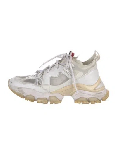 Pre-owned Moncler Leather Colorblock Pattern Chunky Sneakers In White