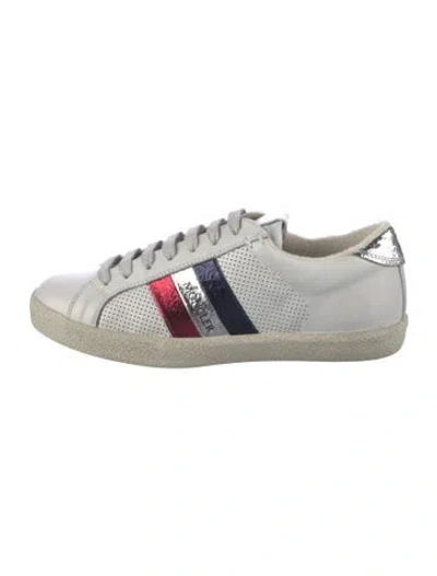 Pre-owned Moncler Leather Colorblock Pattern Sneakers In Blue/metallic/red