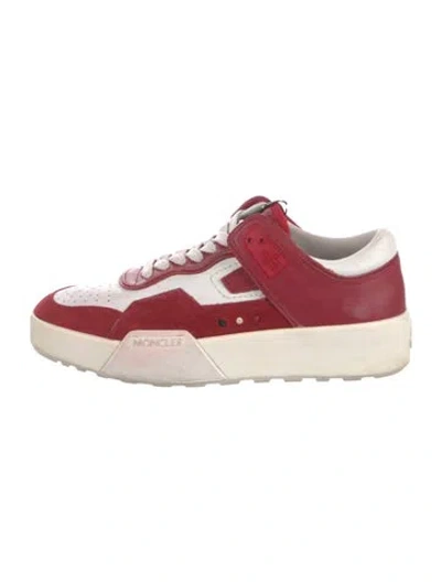 Pre-owned Moncler Leather Colorblock Pattern Sneakers In Red