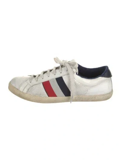 Pre-owned Moncler Leather Colorblock Pattern Sneakers In White