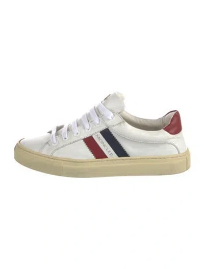 Pre-owned Moncler Leather Colorblock Pattern Sneakers In White