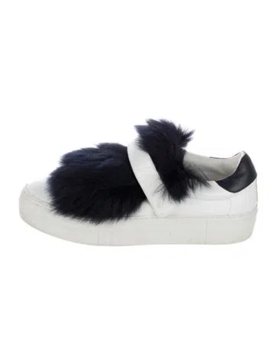 Pre-owned Moncler Leather Colorblock Pattern Sneakers In White