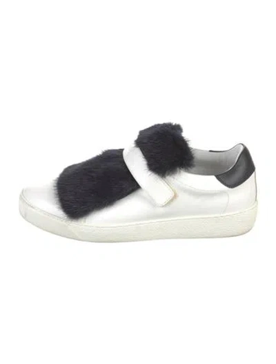 Pre-owned Moncler Leather Colorblock Pattern Sneakers In White