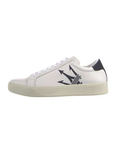 Pre-owned Moncler Leather Colorblock Pattern Sneakers In White