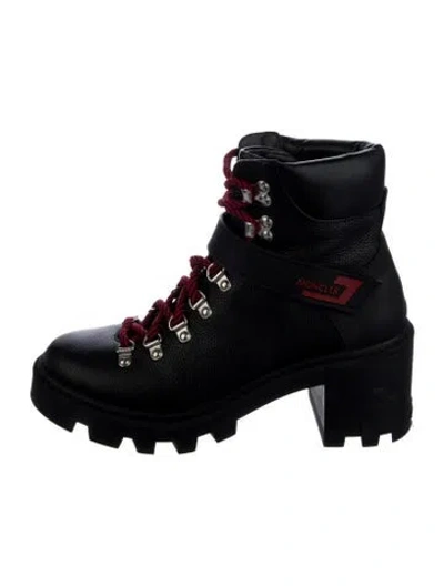 Pre-owned Moncler Leather Combat Boots In Black