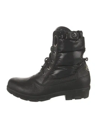 Pre-owned Moncler Leather Combat Boots In Black