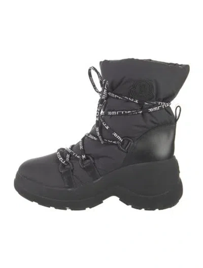 Pre-owned Moncler Leather Combat Boots In Black