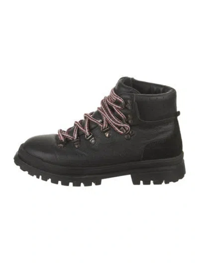Pre-owned Moncler Leather Combat Boots In Black