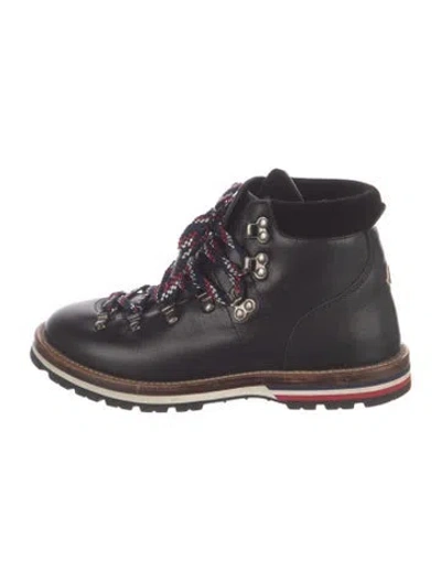 Pre-owned Moncler Leather Combat Boots In Black