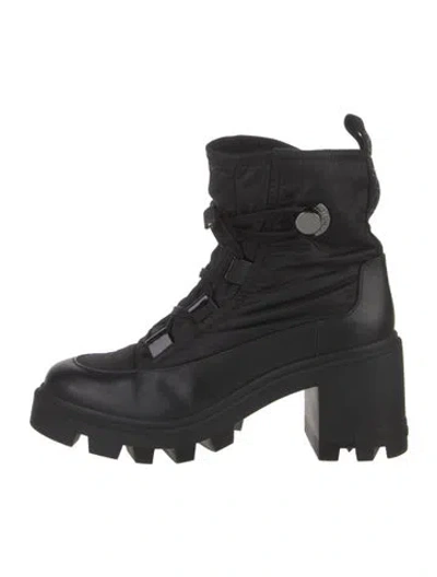 Pre-owned Moncler Leather Combat Boots In Black