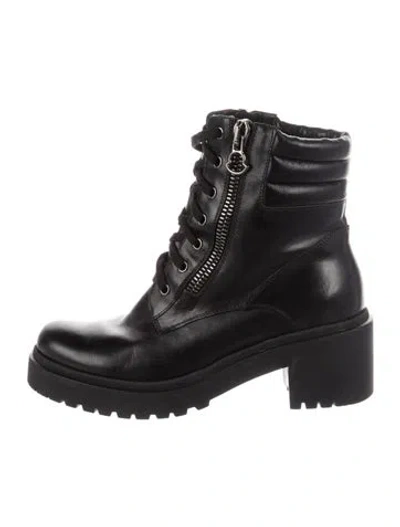 Pre-owned Moncler Leather Combat Boots In Black