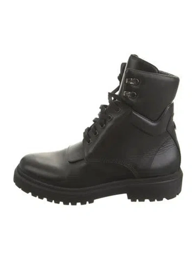 Pre-owned Moncler Leather Combat Boots In Green