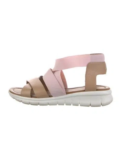 Pre-owned Moncler Leather Cutout Accent Sandals In Pink