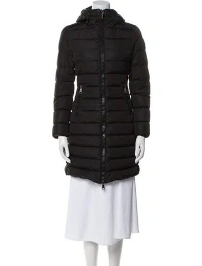 Pre-owned Moncler Leather Down Coat In Black