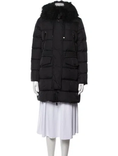 Pre-owned Moncler Leather Down Coat In Black
