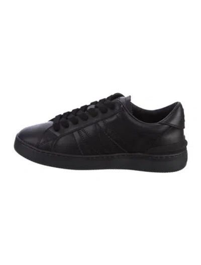 Pre-owned Moncler Leather Embroidered Accent Sneakers W/ Tags In Black