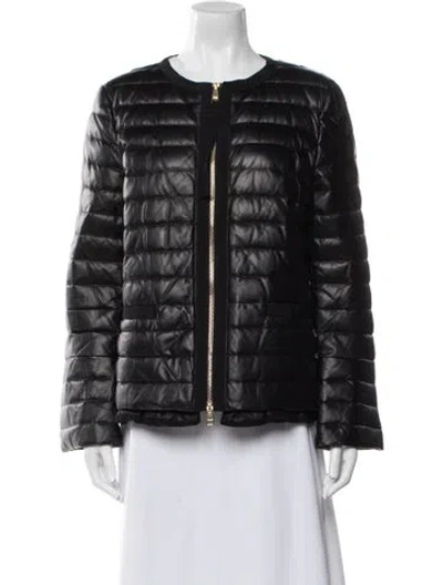 Pre-owned Moncler Leather Evening Jacket In Black