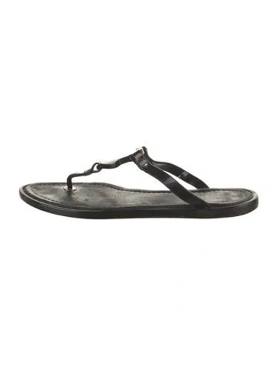 Pre-owned Moncler Leather Flip Flops In Black