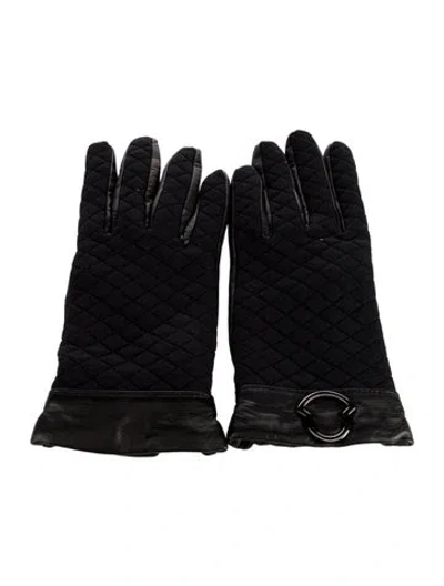 Pre-owned Moncler Leather Gloves In Black