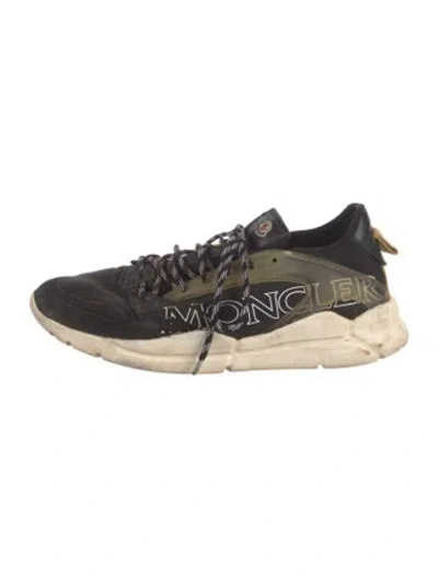 Pre-owned Moncler Leather Graphic Print Athletic Sneakers In Neutrals