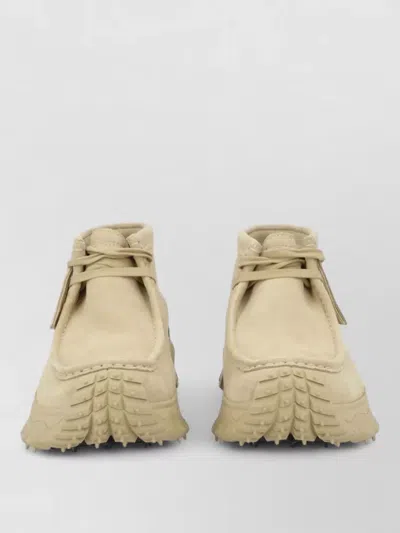 Moncler Clarks Originals Trailgrip Wallabee Gtx Suede Boots In Neutral