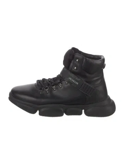 Pre-owned Moncler Leather Hiking Boots In Black