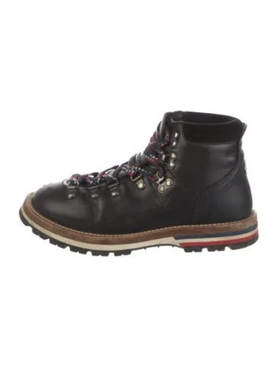 Pre-owned Moncler Leather Hiking Boots In Black