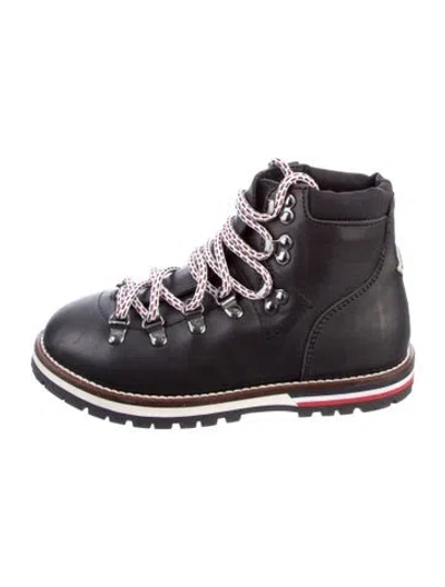 Pre-owned Moncler Babies' :leather Hiking Boots In Black