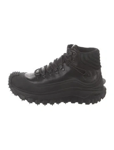 Pre-owned Moncler Leather Hiking Boots In Black