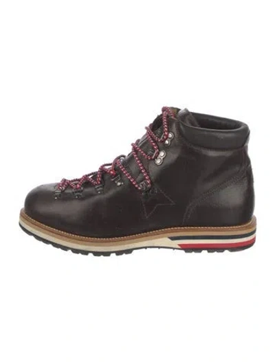 Pre-owned Moncler Leather Hiking Boots In Black