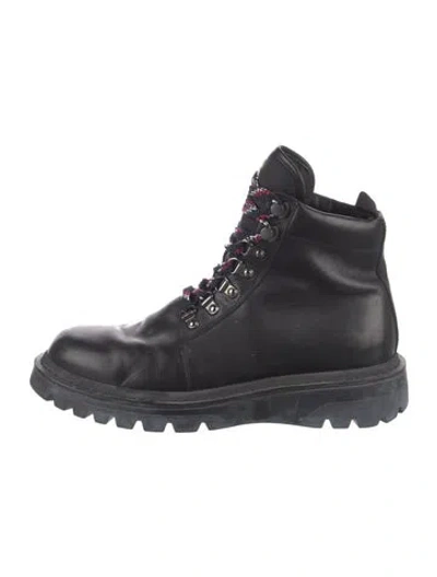 Pre-owned Moncler Leather Hiking Boots In Black