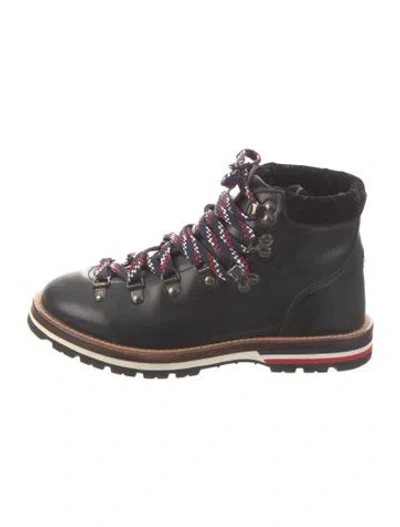 Pre-owned Moncler Leather Hiking Boots In Black