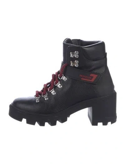 Pre-owned Moncler Leather Hiking Boots In Black
