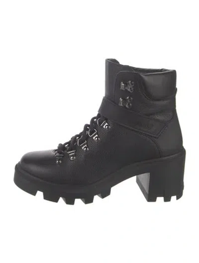 Pre-owned Moncler Leather Hiking Boots In Black